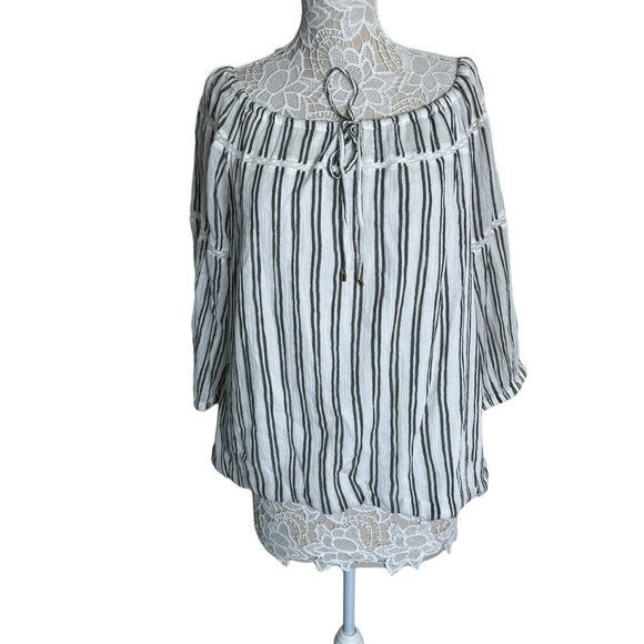 Lauren Ralph Lauren Tops - NWT Lauren Ralph Lauren Black & White Striped Seersucker Blouse size XXL